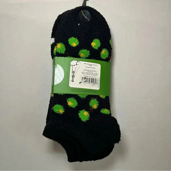 NWT  Kate Spade Low Cut Cozies Socks Black Martini Olives 3pk One Size Fuzzy - Picture 3 of 5